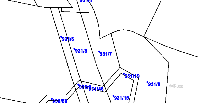 Parcela st. 931/7 v KÚ Dolní Ves, Katastrální mapa