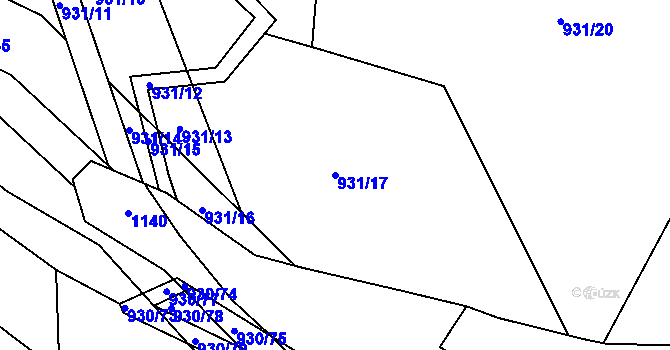 Parcela st. 931/17 v KÚ Dolní Ves, Katastrální mapa