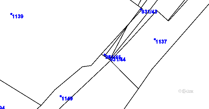 Parcela st. 931/45 v KÚ Dolní Ves, Katastrální mapa