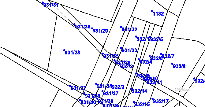 Parcela st. 931/35 v KÚ Dolní Ves, Katastrální mapa