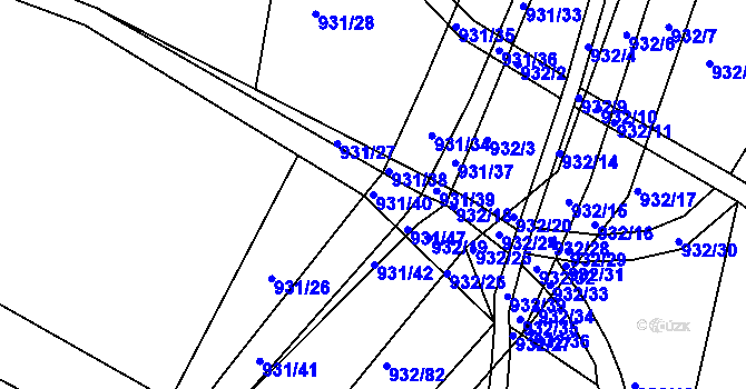 Parcela st. 931/40 v KÚ Dolní Ves, Katastrální mapa