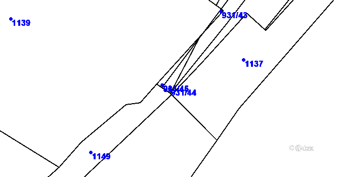 Parcela st. 931/44 v KÚ Dolní Ves, Katastrální mapa