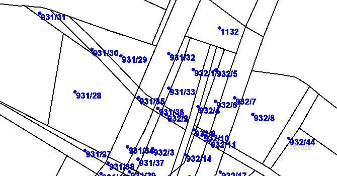 Parcela st. 931/33 v KÚ Dolní Ves, Katastrální mapa