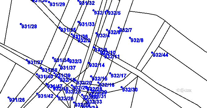 Parcela st. 932/11 v KÚ Dolní Ves, Katastrální mapa