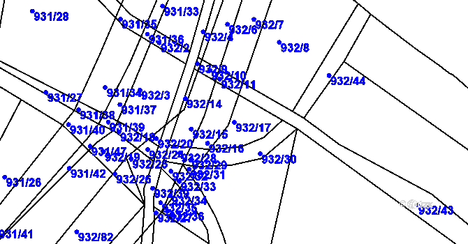 Parcela st. 932/17 v KÚ Dolní Ves, Katastrální mapa