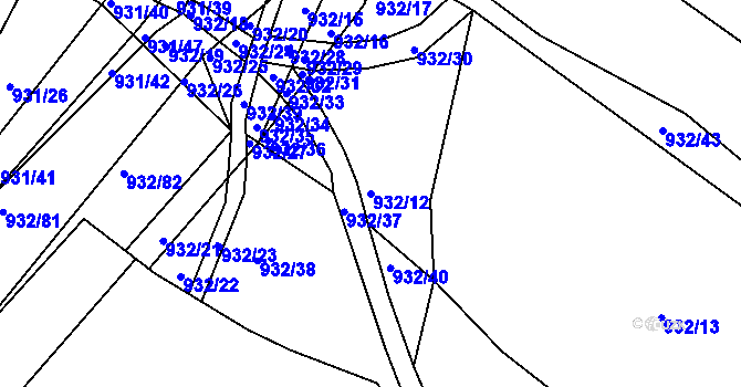 Parcela st. 932/12 v KÚ Dolní Ves, Katastrální mapa