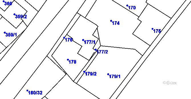 Parcela st. 177/2 v KÚ Dolní Ves, Katastrální mapa