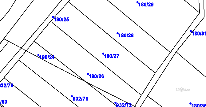 Parcela st. 180/27 v KÚ Dolní Ves, Katastrální mapa