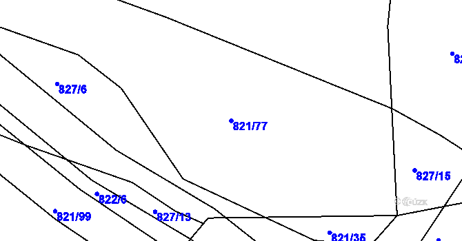 Parcela st. 821/77 v KÚ Dolní Ves, Katastrální mapa