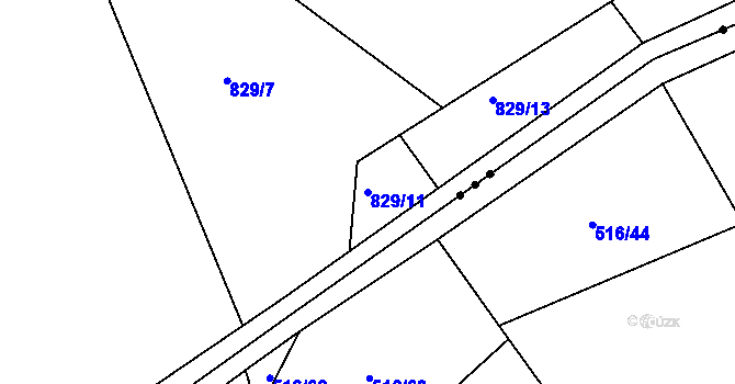 Parcela st. 829/11 v KÚ Dolní Ves, Katastrální mapa