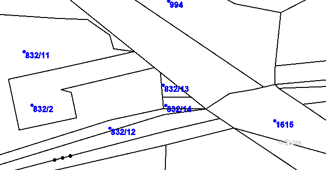 Parcela st. 832/13 v KÚ Dolní Ves, Katastrální mapa