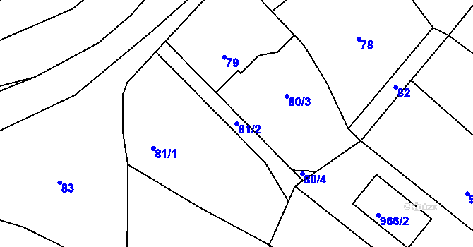 Parcela st. 81/2 v KÚ Dolní Ves, Katastrální mapa