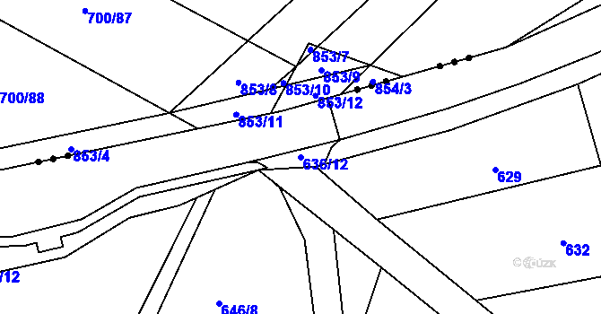 Parcela st. 636/12 v KÚ Dolní Ves, Katastrální mapa