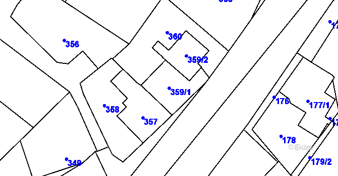 Parcela st. 359/1 v KÚ Dolní Ves, Katastrální mapa