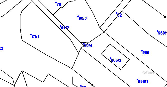 Parcela st. 80/4 v KÚ Dolní Ves, Katastrální mapa