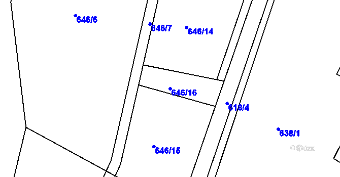 Parcela st. 646/16 v KÚ Dolní Ves, Katastrální mapa