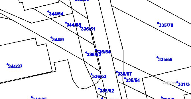 Parcela st. 336/64 v KÚ Fryšták, Katastrální mapa