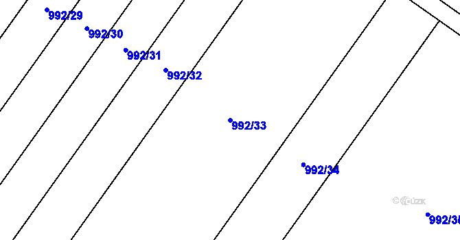 Parcela st. 992/33 v KÚ Fryšták, Katastrální mapa