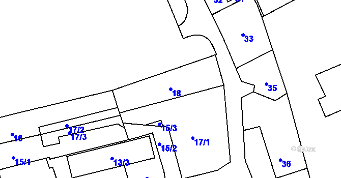 Parcela st. 18 v KÚ Fryšták, Katastrální mapa