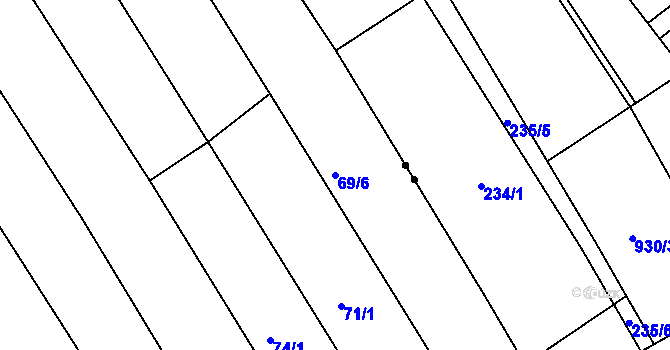 Parcela st. 69/6 v KÚ Fryšták, Katastrální mapa