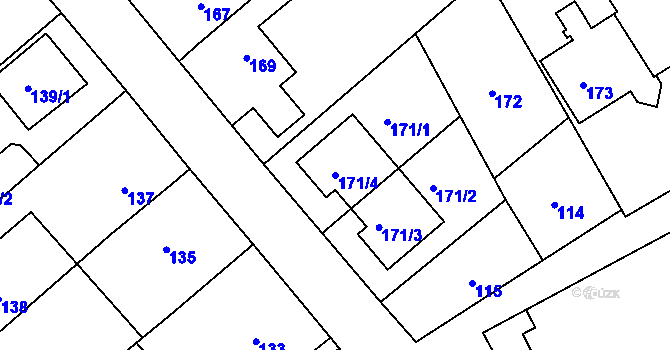 Parcela st. 171/4 v KÚ Fryšták, Katastrální mapa
