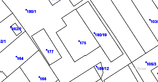 Parcela st. 175 v KÚ Fryšták, Katastrální mapa