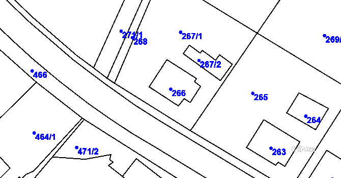 Parcela st. 266 v KÚ Fryšták, Katastrální mapa