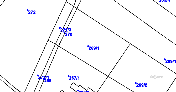 Parcela st. 269/1 v KÚ Fryšták, Katastrální mapa
