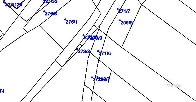 Parcela st. 271/6 v KÚ Fryšták, Katastrální mapa