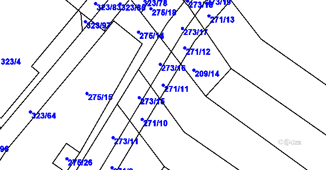 Parcela st. 271/11 v KÚ Fryšták, Katastrální mapa