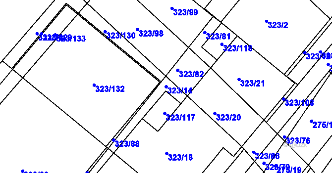 Parcela st. 323/14 v KÚ Fryšták, Katastrální mapa