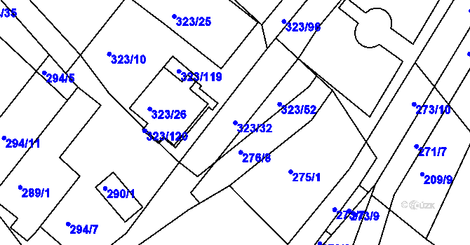 Parcela st. 323/32 v KÚ Fryšták, Katastrální mapa