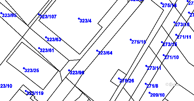 Parcela st. 323/64 v KÚ Fryšták, Katastrální mapa