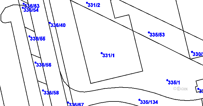 Parcela st. 331/1 v KÚ Fryšták, Katastrální mapa