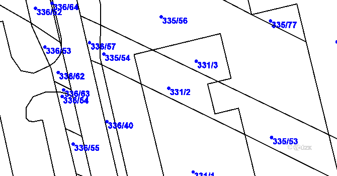 Parcela st. 331/2 v KÚ Fryšták, Katastrální mapa