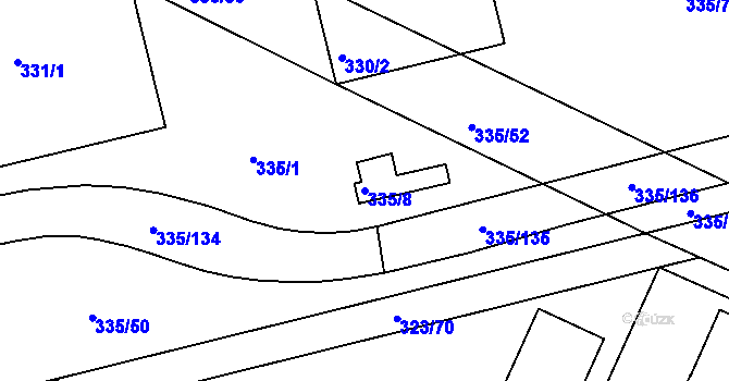 Parcela st. 335/8 v KÚ Fryšták, Katastrální mapa