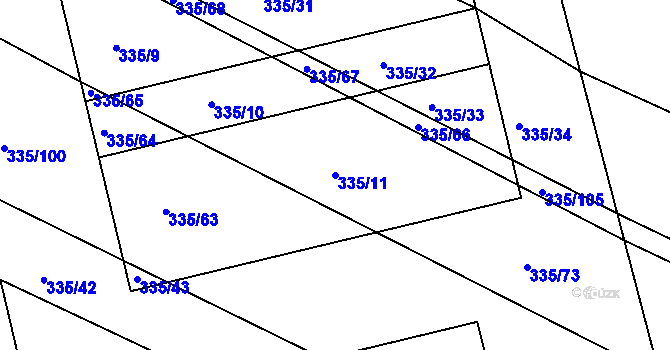 Parcela st. 335/11 v KÚ Fryšták, Katastrální mapa