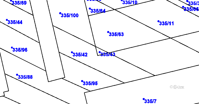 Parcela st. 335/43 v KÚ Fryšták, Katastrální mapa