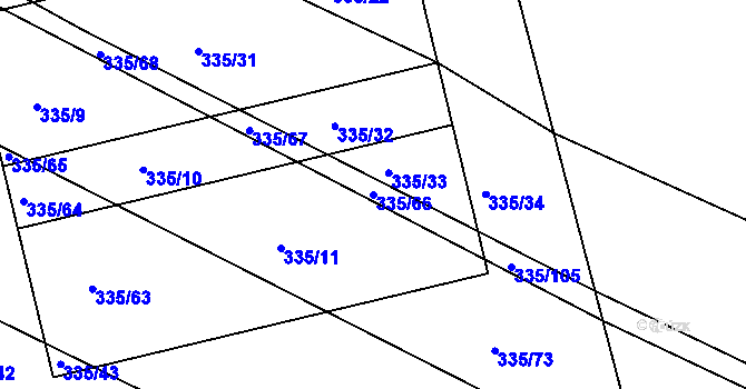Parcela st. 335/66 v KÚ Fryšták, Katastrální mapa