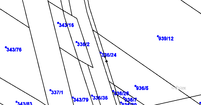 Parcela st. 336/24 v KÚ Fryšták, Katastrální mapa
