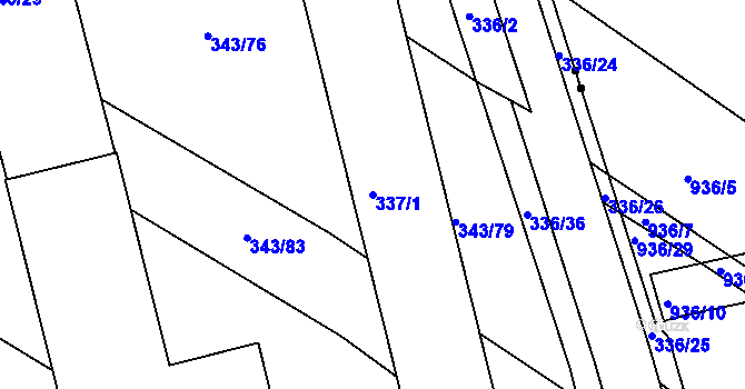 Parcela st. 337/1 v KÚ Fryšták, Katastrální mapa