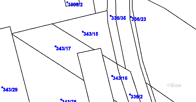 Parcela st. 337/2 v KÚ Fryšták, Katastrální mapa