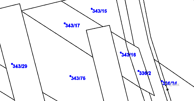 Parcela st. 337/3 v KÚ Fryšták, Katastrální mapa