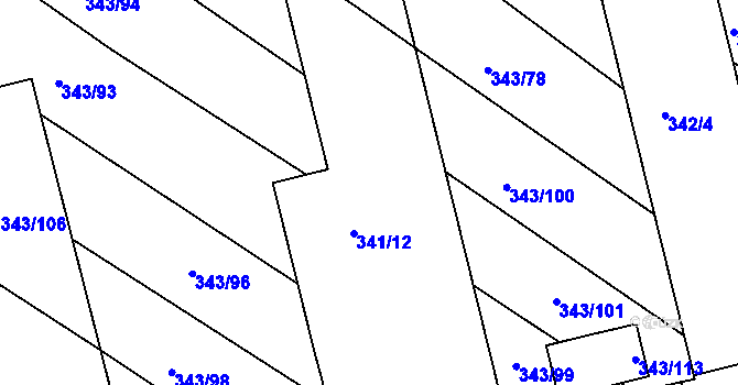 Parcela st. 341/11 v KÚ Fryšták, Katastrální mapa