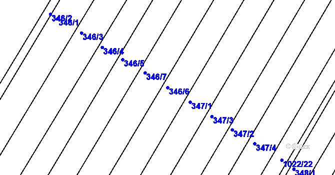 Parcela st. 346/6 v KÚ Fryšták, Katastrální mapa