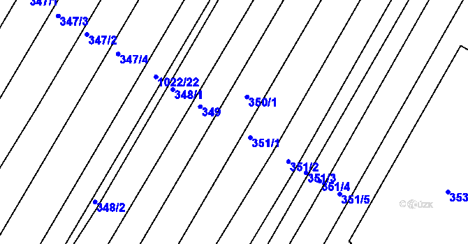 Parcela st. 350 v KÚ Fryšták, Katastrální mapa