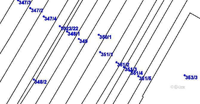Parcela st. 351/1 v KÚ Fryšták, Katastrální mapa