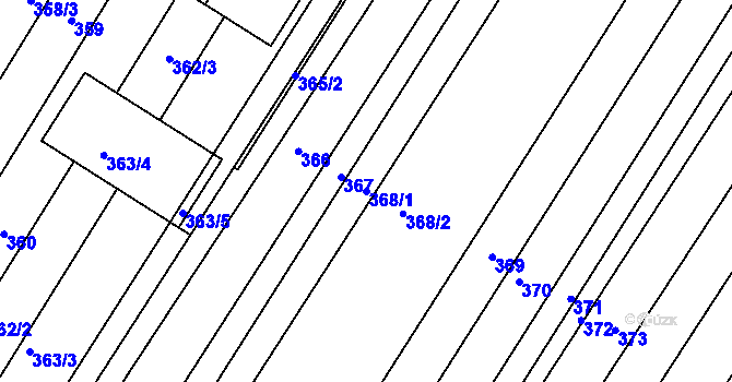 Parcela st. 368/1 v KÚ Fryšták, Katastrální mapa