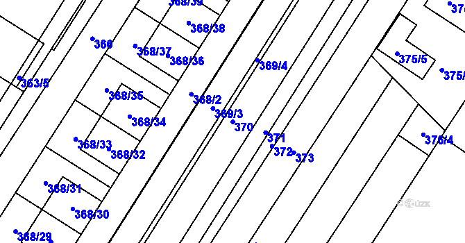 Parcela st. 370 v KÚ Fryšták, Katastrální mapa