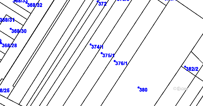 Parcela st. 375/1 v KÚ Fryšták, Katastrální mapa
